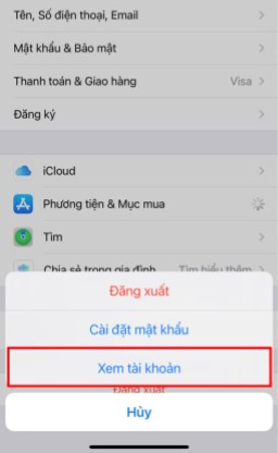 Chọn Xem tài khoản để chỉnh sửa thông tin ID Apple